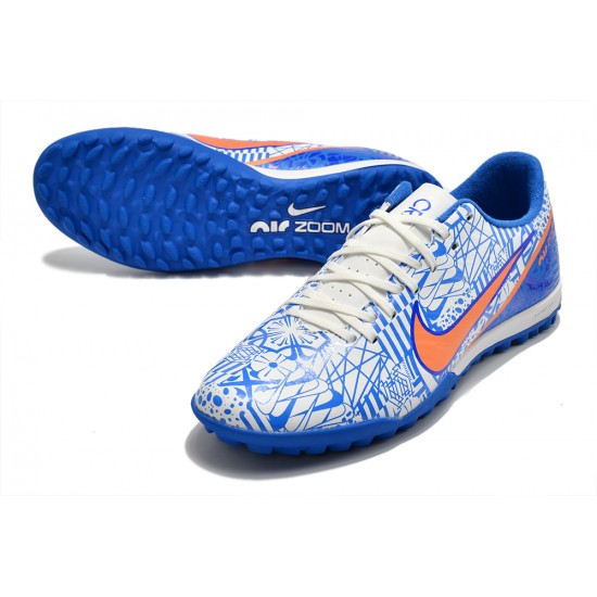 Nike Air Zoom Mercurial Vapor XV Academy TF Low-top White Blue Women Men Soccer Cleats 