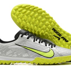 Nike Air Zoom Mercurial Vapor XV Academy TF Silver Green Yellow For Men Low-top Soccer Cleats 