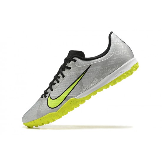 Nike Air Zoom Mercurial Vapor XV Academy TF Silver Green Yellow For Men Low-top Soccer Cleats 