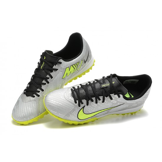 Nike Air Zoom Mercurial Vapor XV Academy TF Silver Green Yellow For Men Low-top Soccer Cleats