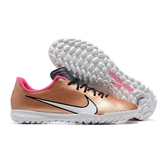 Nike Air Zoom Mercurial Vapor XV Academy TF White Pink Gold For Men Low-top Soccer Cleats