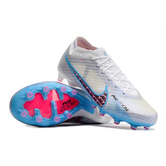 Nike Air Zoom Mercurial Vapor XV Elite AG Low-top White Blue Pink Women And Men Soccer Cleats 