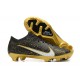 Nike Air Zoom Mercurial Vapor XV Elite FG Black Gold White For Men Low-top Soccer Cleats 