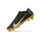 Nike Air Zoom Mercurial Vapor XV Elite FG Black Gold White For Men Low-top Soccer Cleats 