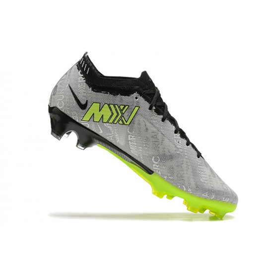 Nike Air Zoom Mercurial Vapor XV Elite FG Black Gray Green For Men Low-top Soccer Cleats 