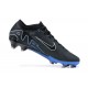 Nike Air Zoom Mercurial Vapor XV Elite FG Black White Blue For Men Low-top Soccer Cleats 