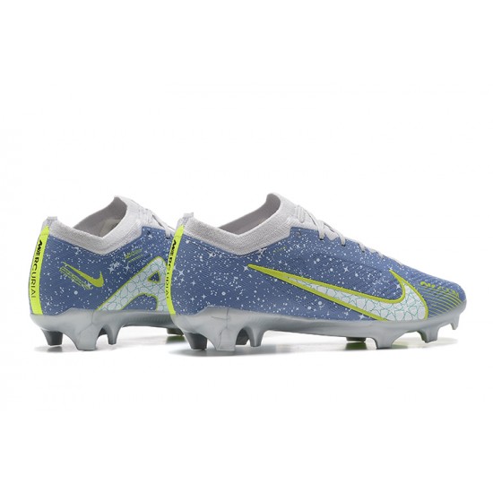 Nike Air Zoom Mercurial Vapor XV Elite FG Blue Gray Yellow For Men Low-top Soccer Cleats 