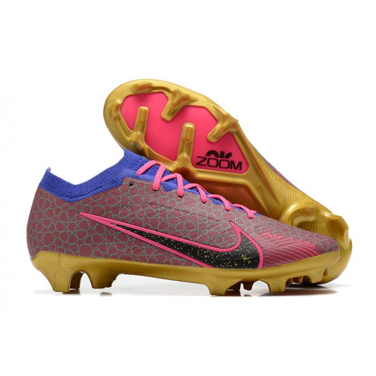 Nike Air Zoom Mercurial Vapor XV Elite FG Blue Pink Glod For Men Low-top Soccer Cleats 