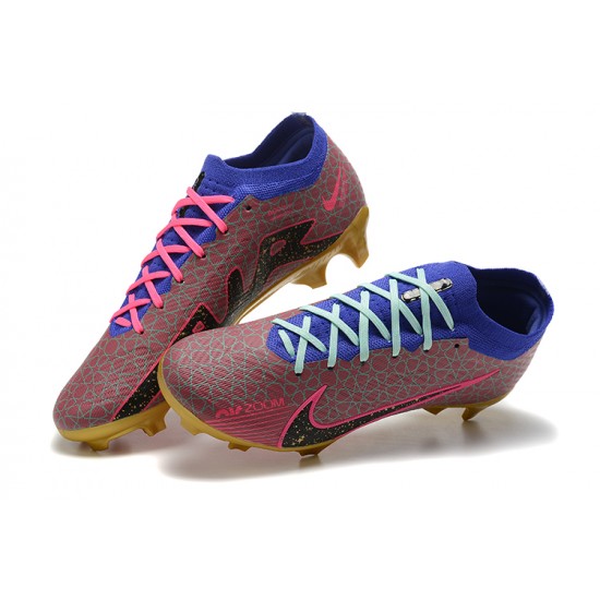 Nike Air Zoom Mercurial Vapor XV Elite FG Blue Pink Glod For Men Low-top Soccer Cleats