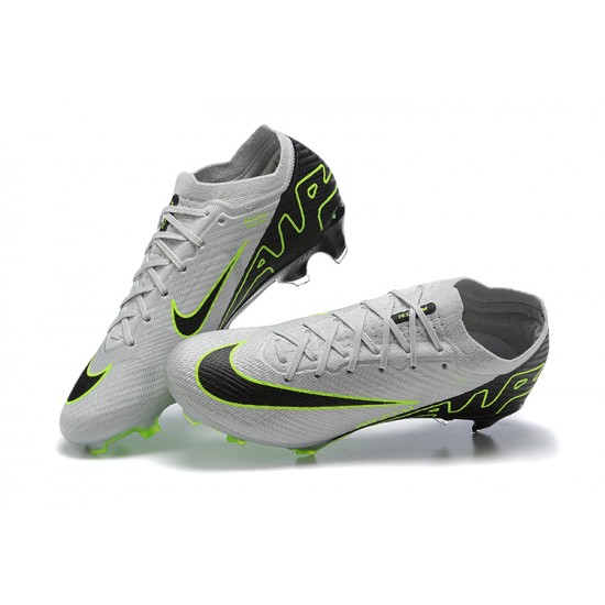 Nike Air Zoom Mercurial Vapor XV Elite FG Gray Green Black For Men Low-top Soccer Cleats