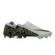 Nike Air Zoom Mercurial Vapor XV Elite FG Gray Green Black For Men Low-top Soccer Cleats 