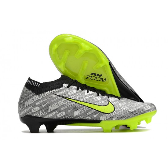 Nike Air Zoom Mercurial Vapor XV Elite FG Low Sliver Black Green Women And Men Soccer Cleats 