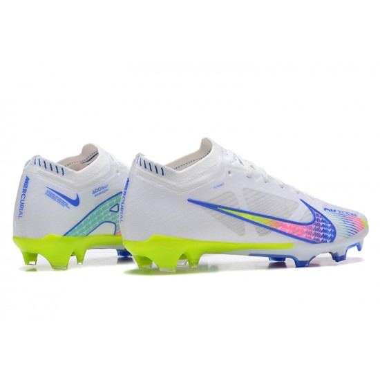 Nike Air Zoom Mercurial Vapor XV Elite FG Low White Blue Green Women And Men Soccer Cleats 