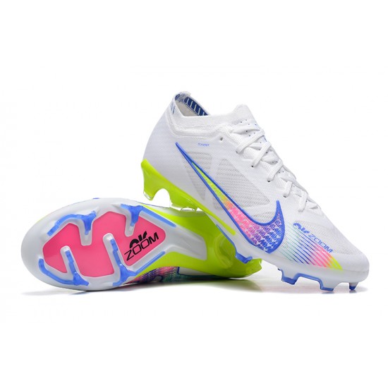 Nike Air Zoom Mercurial Vapor XV Elite FG Low White Blue Green Women And Men Soccer Cleats 