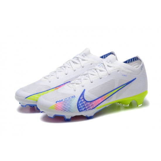 Nike Air Zoom Mercurial Vapor XV Elite FG Low White Blue Green Women And Men Soccer Cleats