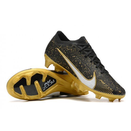 Nike Air Zoom Mercurial Vapor XV Elite FG Low-top Black Gold Men Soccer Cleats 