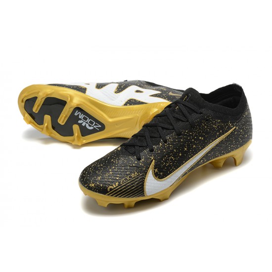 Nike Air Zoom Mercurial Vapor XV Elite FG Low-top Black Gold Men Soccer Cleats 