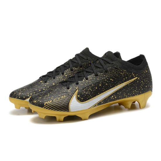 Nike Air Zoom Mercurial Vapor XV Elite FG Low-top Black Gold Men Soccer Cleats 