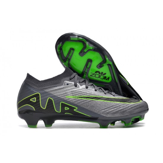 Nike Air Zoom Mercurial Vapor XV Elite FG Low-top Black Grey Green Women And Men Soccer Cleats