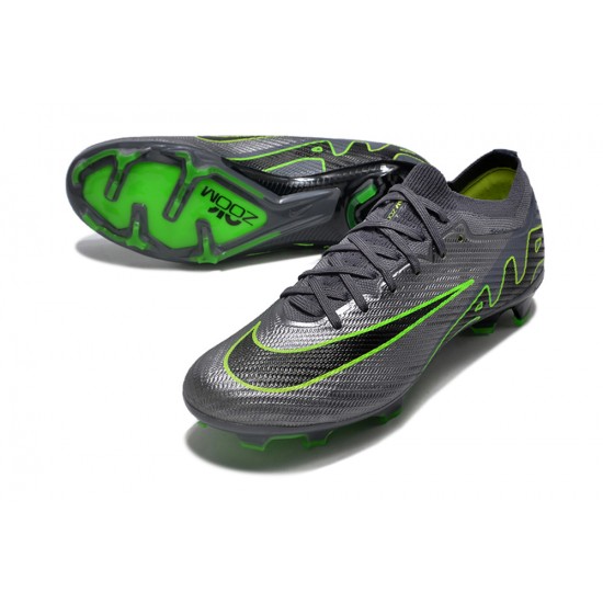 Nike Air Zoom Mercurial Vapor XV Elite FG Low-top Black Grey Green Women And Men Soccer Cleats