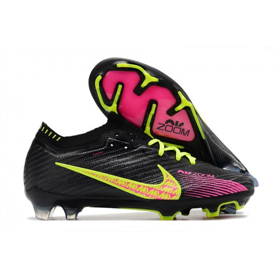 Nike Air Zoom Mercurial Vapor XV Elite FG Low-top Black Pink Yellow Men Soccer Cleats