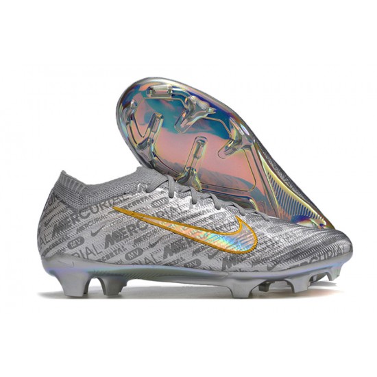 Nike Air Zoom Mercurial Vapor XV Elite FG Low-top Gold Sliver Women And Men Soccer Cleats