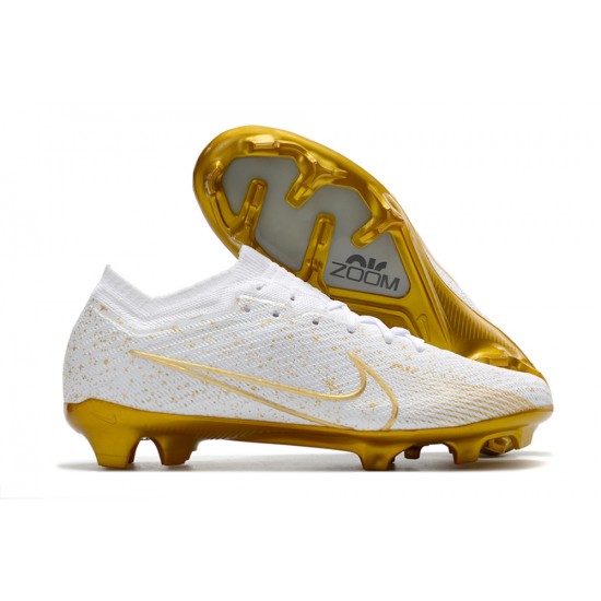 Nike Air Zoom Mercurial Vapor XV Elite FG Low-top Gold White Men Soccer Cleats