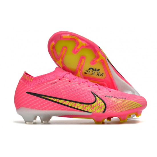Nike Air Zoom Mercurial Vapor XV Elite FG Low-top Pink Yellow White Women And Men Soccer Cleats