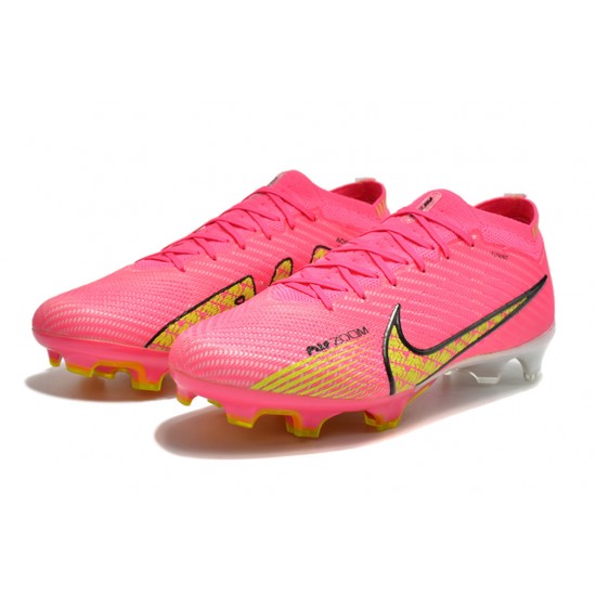 Nike Air Zoom Mercurial Vapor XV Elite FG Low-top Pink Yellow White Women And Men Soccer Cleats