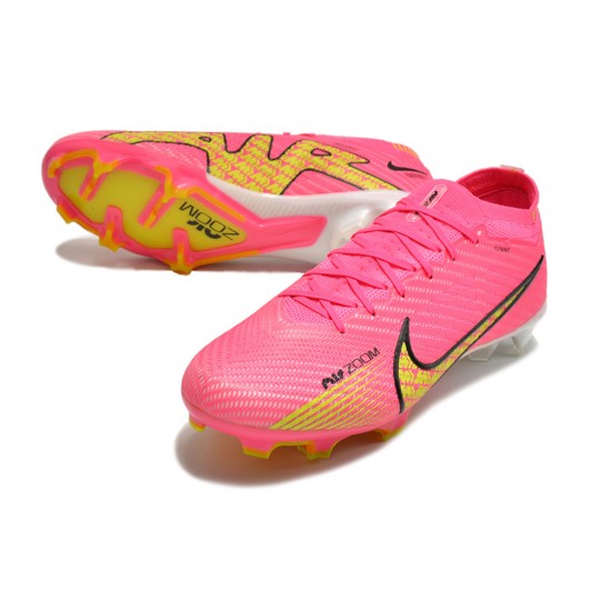 Nike Air Zoom Mercurial Vapor XV Elite FG Low-top Pink Yellow White Women And Men Soccer Cleats