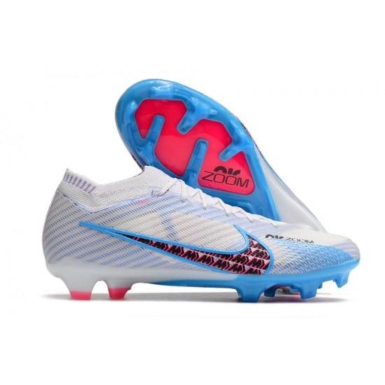 Nike Air Zoom Mercurial Vapor XV Elite FG Low-top White Blue Pink Men Soccer Cleats