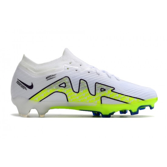 Nike Air Zoom Mercurial Vapor XV Elite FG Low-top White Green Blue Women And Men Soccer Cleats