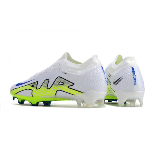 Nike Air Zoom Mercurial Vapor XV Elite FG Low-top White Green Blue Women And Men Soccer Cleats