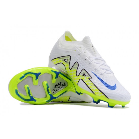 Nike Air Zoom Mercurial Vapor XV Elite FG Low-top White Green Blue Women And Men Soccer Cleats