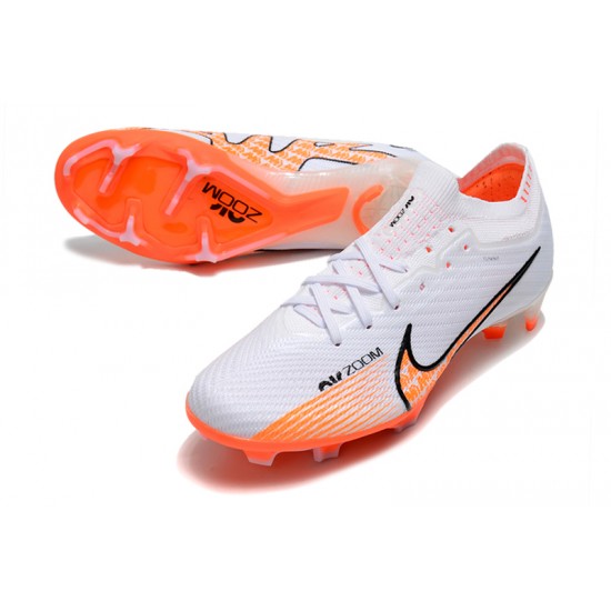 Nike Air Zoom Mercurial Vapor XV Elite FG Low-top White Orange Men Soccer Cleats 