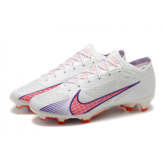 Nike Air Zoom Mercurial Vapor XV Elite FG Low-top White Purple Men Soccer Cleats