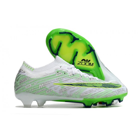 Nike Air Zoom Mercurial Vapor XV Elite FG Low-top White Yellow Green Women And Men Soccer Cleats 