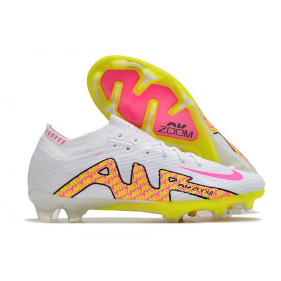 Nike Air Zoom Mercurial Vapor XV Elite FG Low-top White Yellow Pink Men Soccer Cleats 