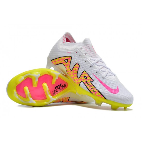 Nike Air Zoom Mercurial Vapor XV Elite FG Low-top White Yellow Pink Men Soccer Cleats 