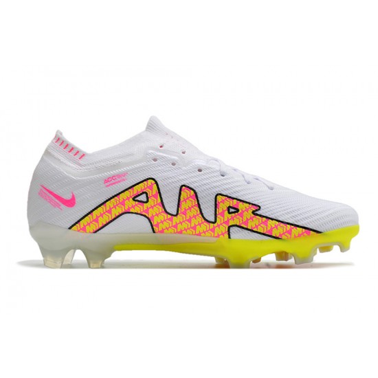 Nike Air Zoom Mercurial Vapor XV Elite FG Low-top White Yellow Pink Men Soccer Cleats 