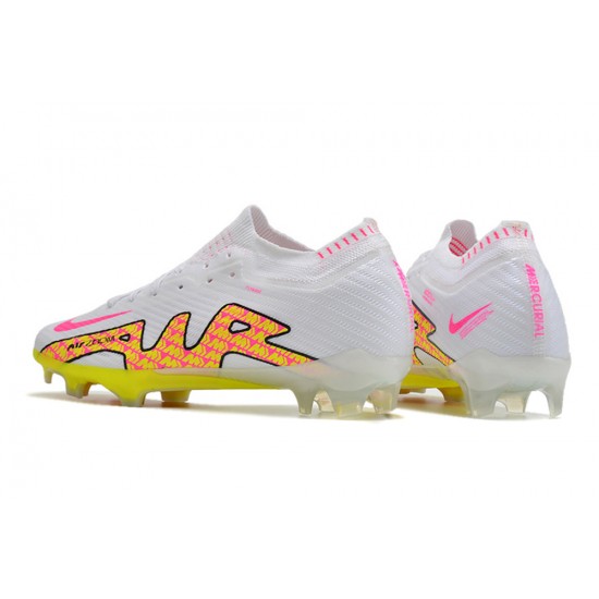 Nike Air Zoom Mercurial Vapor XV Elite FG Low-top White Yellow Pink Men Soccer Cleats 