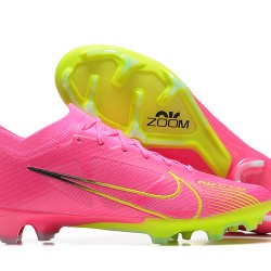 Nike Air Zoom Mercurial Vapor XV Elite FG Pink Yellow For Men Low-top Soccer Cleats 