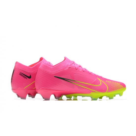 Nike Air Zoom Mercurial Vapor XV Elite FG Pink Yellow For Men Low-top Soccer Cleats