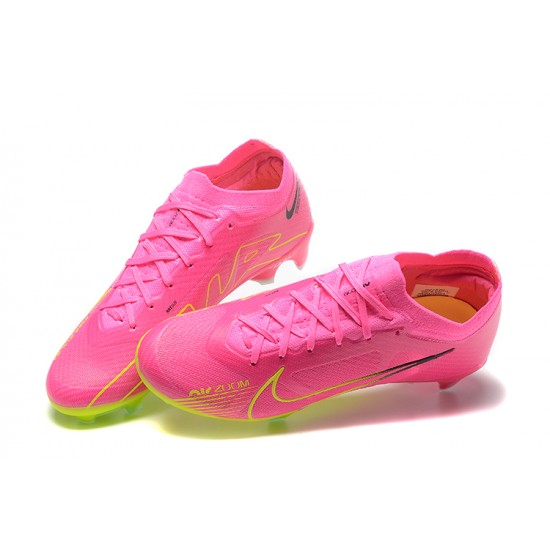 Nike Air Zoom Mercurial Vapor XV Elite FG Pink Yellow For Men Low-top Soccer Cleats 