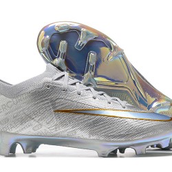 Nike Air Zoom Mercurial Vapor XV Elite FG Silver Gold For Men Low-top Soccer Cleats 
