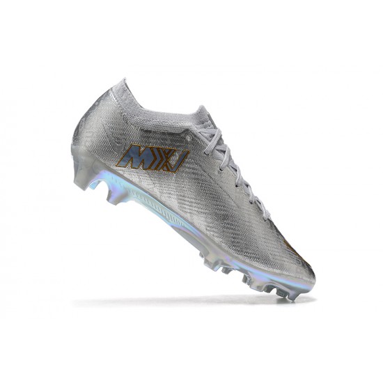 Nike Air Zoom Mercurial Vapor XV Elite FG Silver Gold For Men Low-top Soccer Cleats 