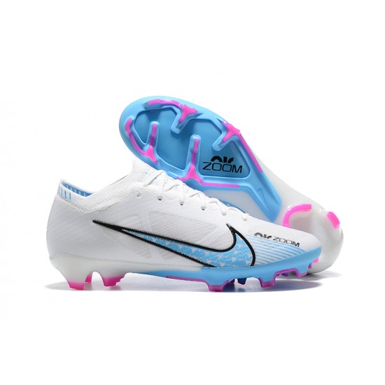 Nike Air Zoom Mercurial Vapor XV Elite FG White Blue Pink For Men Low-top Soccer Cleats