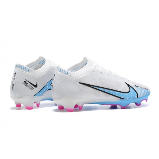 Nike Air Zoom Mercurial Vapor XV Elite FG White Blue Pink For Men Low-top Soccer Cleats 