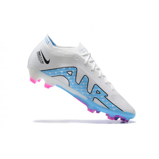 Nike Air Zoom Mercurial Vapor XV Elite FG White Blue Pink For Men Low-top Soccer Cleats 