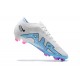 Nike Air Zoom Mercurial Vapor XV Elite FG White Blue Pink For Men Low-top Soccer Cleats